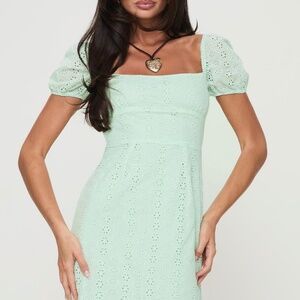 Princess Polly BNWT ANGLAISE MINI DRESS SAGE